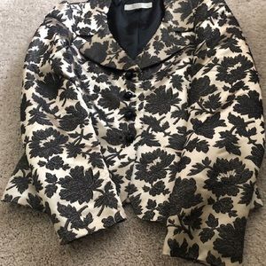 Tahari  Size 4 Satin Black Skirt & Printed Jacker